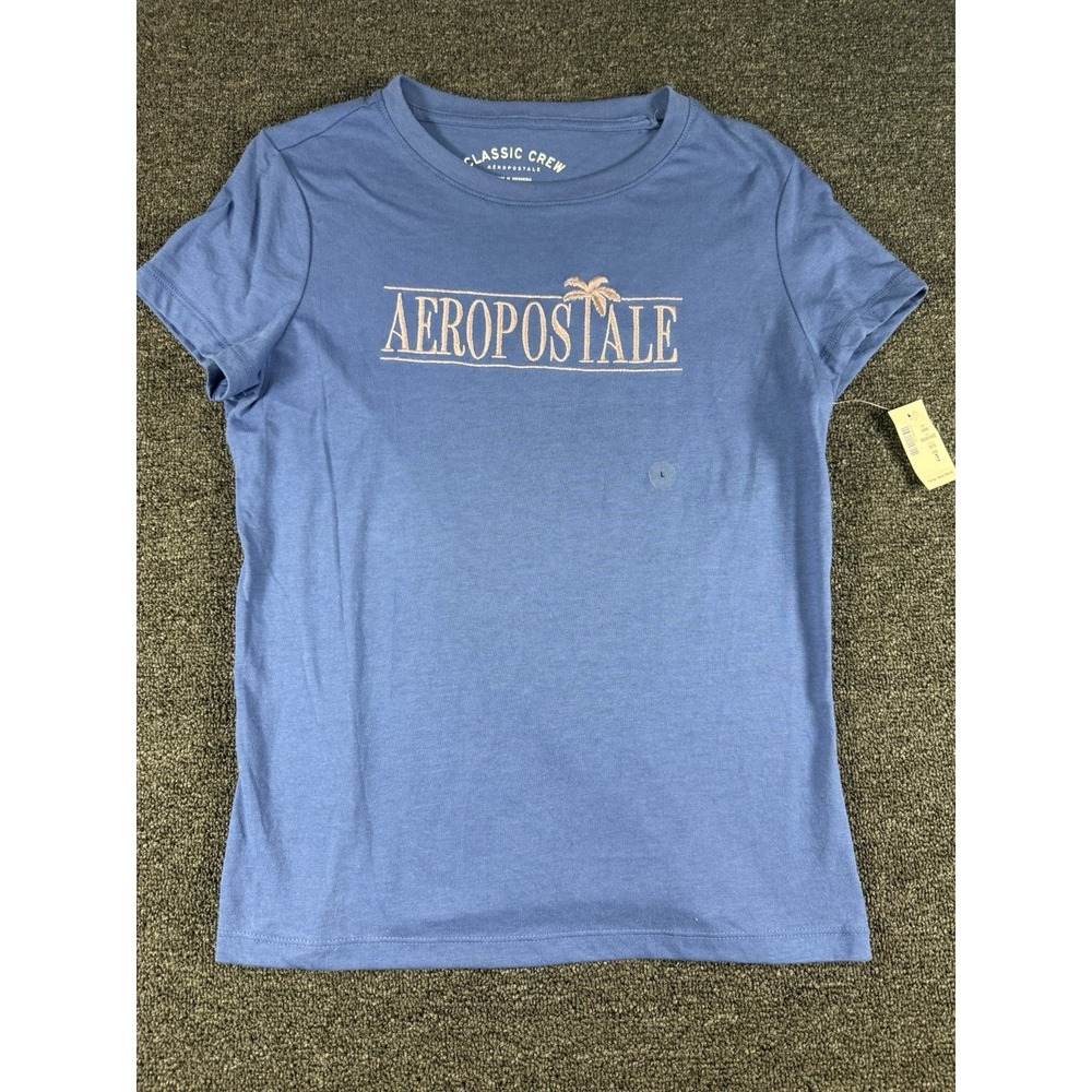 NWT Aeropostale Classic Crew Neck T Shirt LG Blue Graphic Casual Streetwear